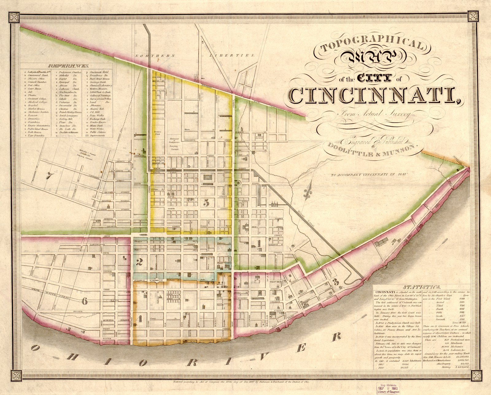 Nineteenth-century map of Cincinnati and the Ohio River