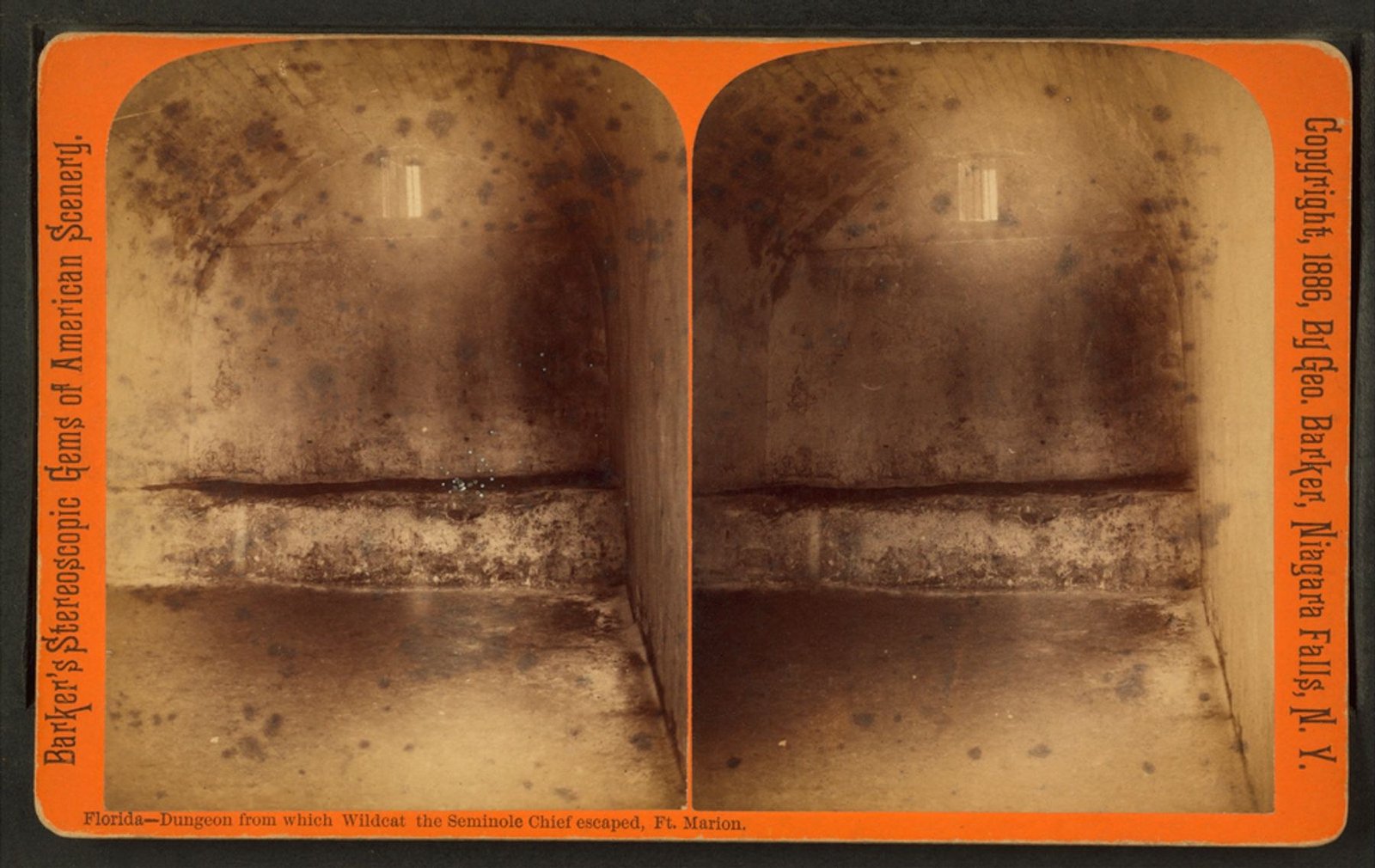 Dungeon, from which Wildcat, the Seminole Chief escaped from Fort Marion, Florida