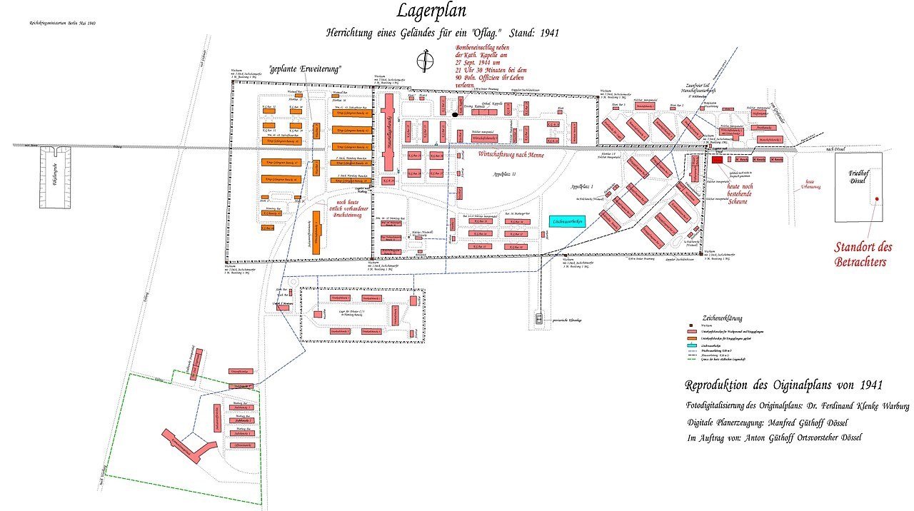 German military plan of the Oflag VI-B prisoner-of-war camp site near Dössel, dated May 1940.