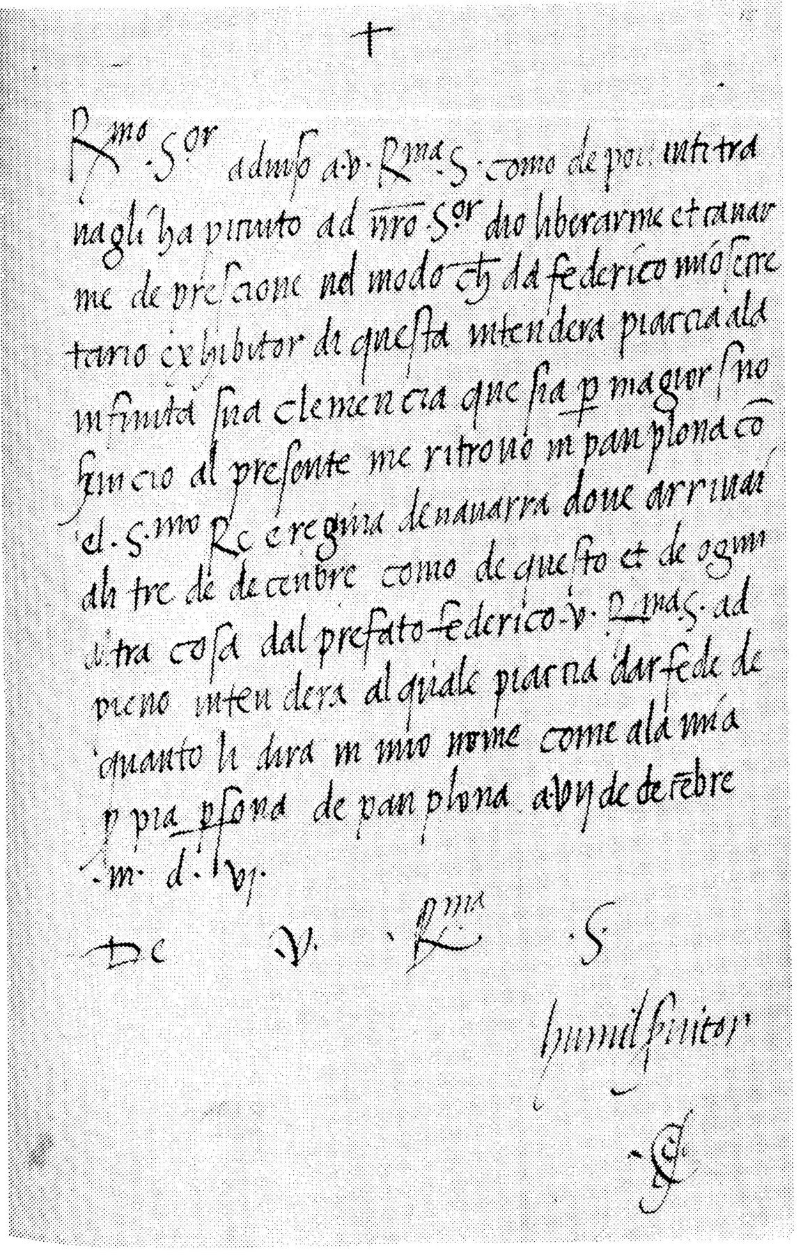 Page of Cesare Borgia’s handwritten letter from Pamplona dated 7 December 1506.