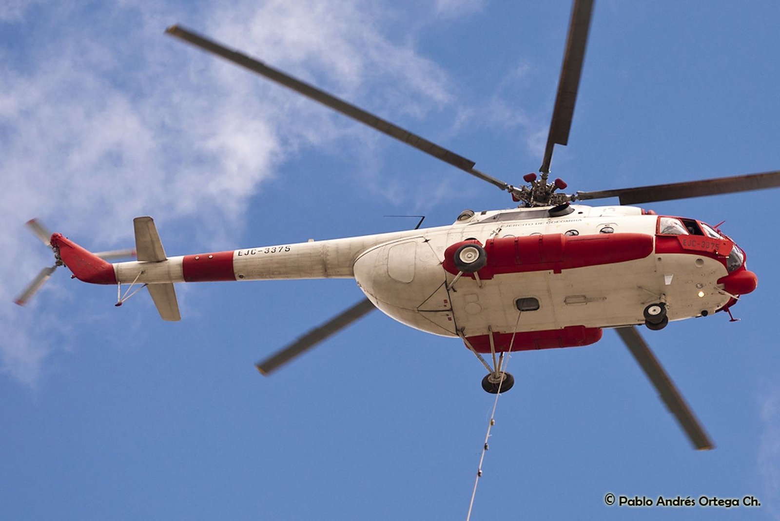 Colombian Army Mi-17 helicopter EJC-3375, the aircraft used in Operation Jaque, flying during a 2010 event.