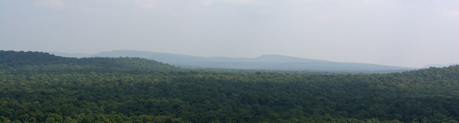 Panoramic modern view of the Vindhya hills and forested landscape from Bhimbetka in Madhya Pradesh.