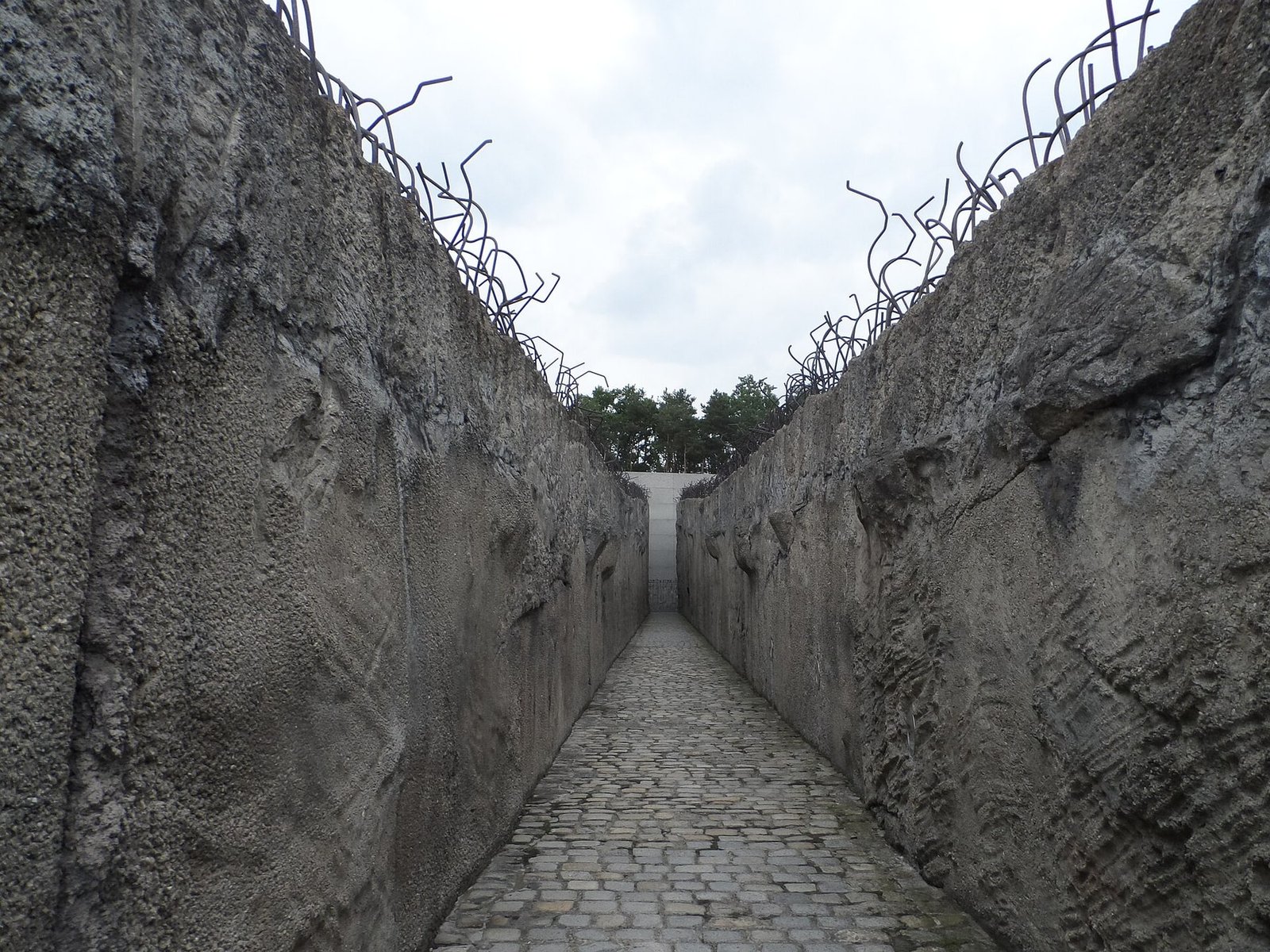 Modern memorial architecture at the former Bełżec killing-center site.