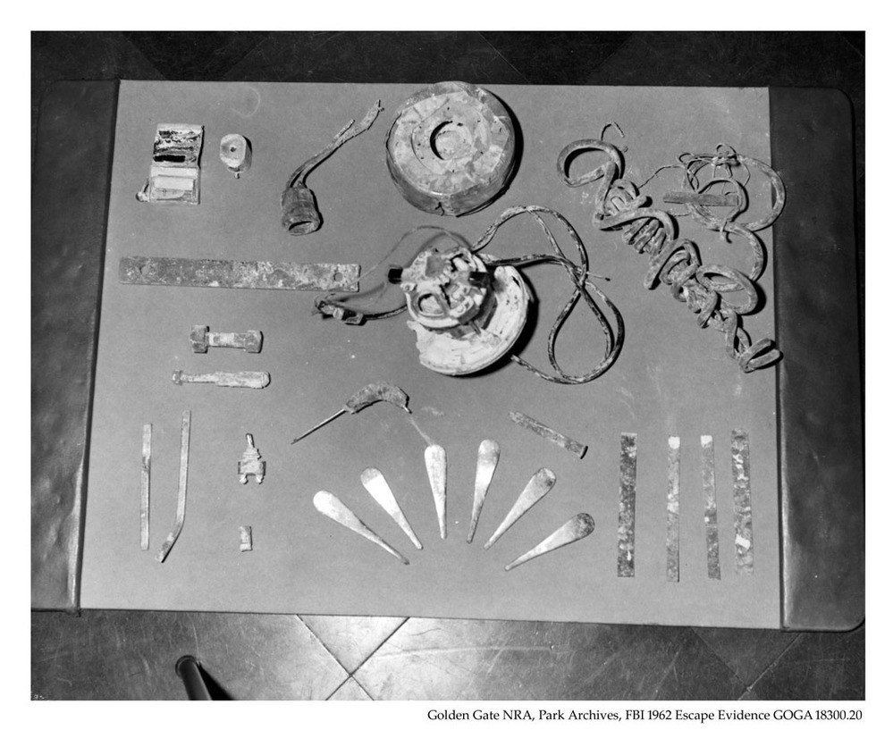 Tools and improvised equipment associated with the June 1962 Alcatraz escape.