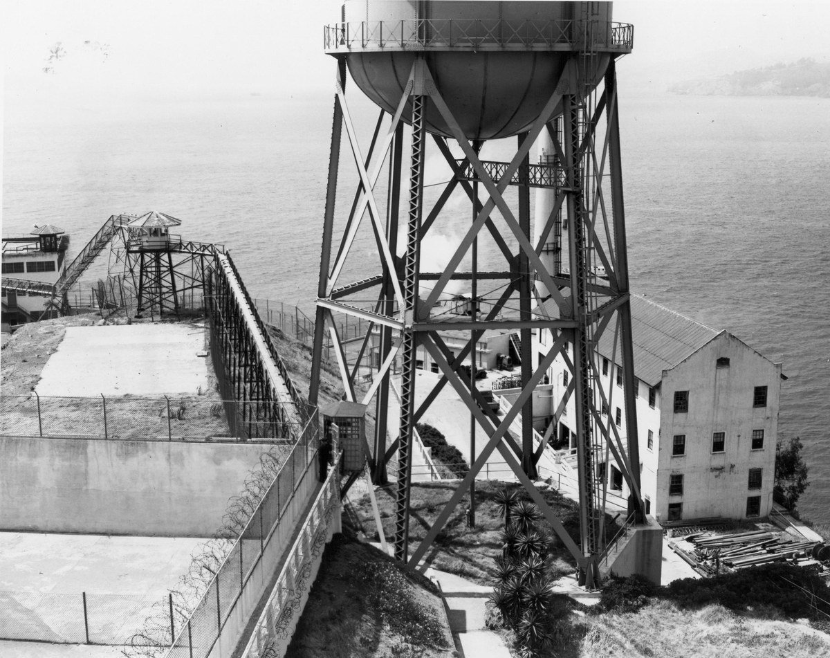 Exterior of Alcatraz showing the area investigators believed the 1962 escapees used to reach the shoreline and launch their raft.