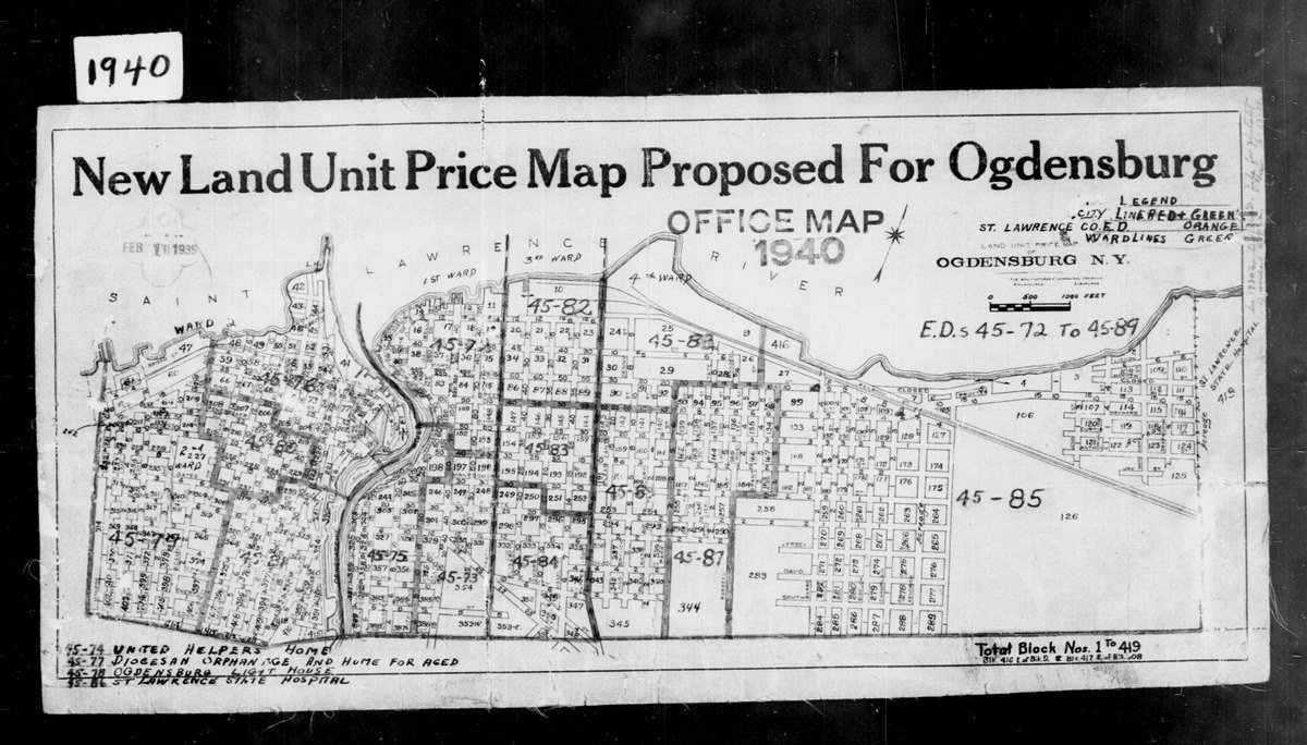 1940 U.S. Census enumeration map of Ogdensburg, St. Lawrence County, New York