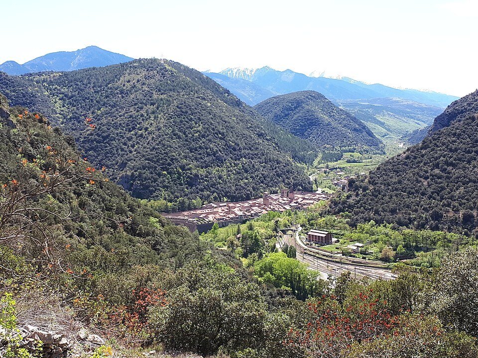 Villefranche-de-Conflent and surrounding Pyrenean terrain