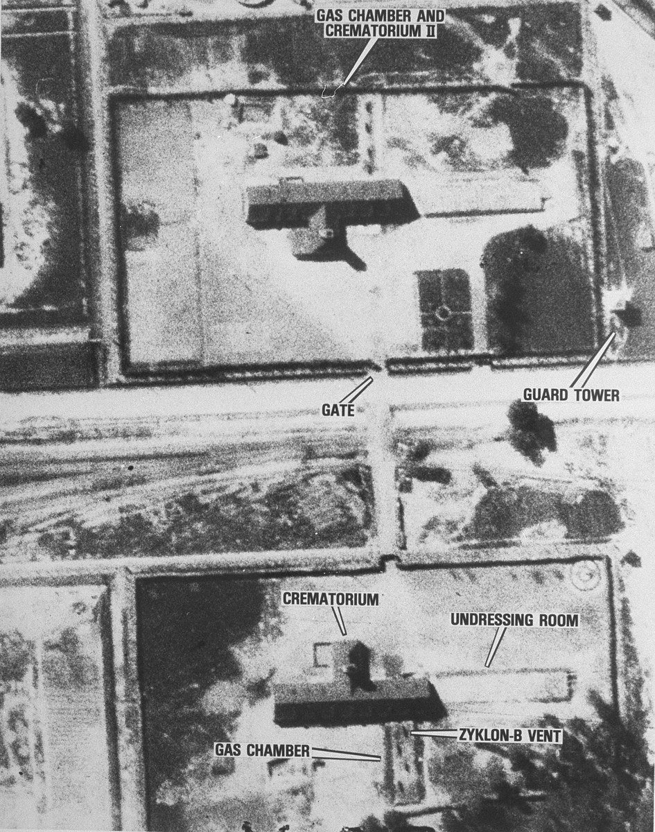 Allied aerial reconnaissance photograph of Auschwitz-Birkenau taken on 25 August 1944.