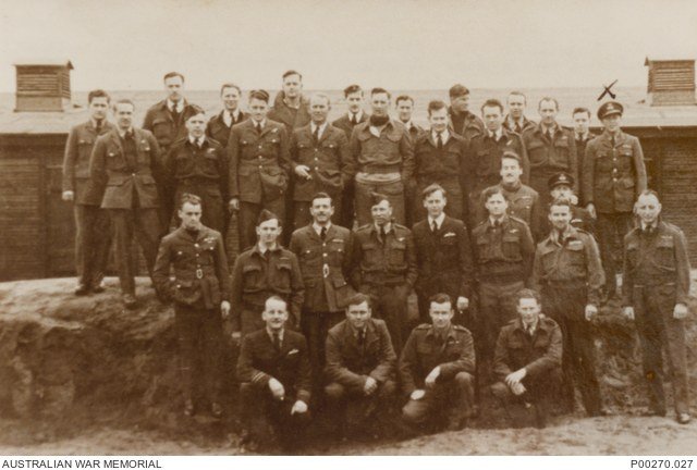 Allied prisoners at Stalag Luft III during an Anzac Day gathering in April 1944.